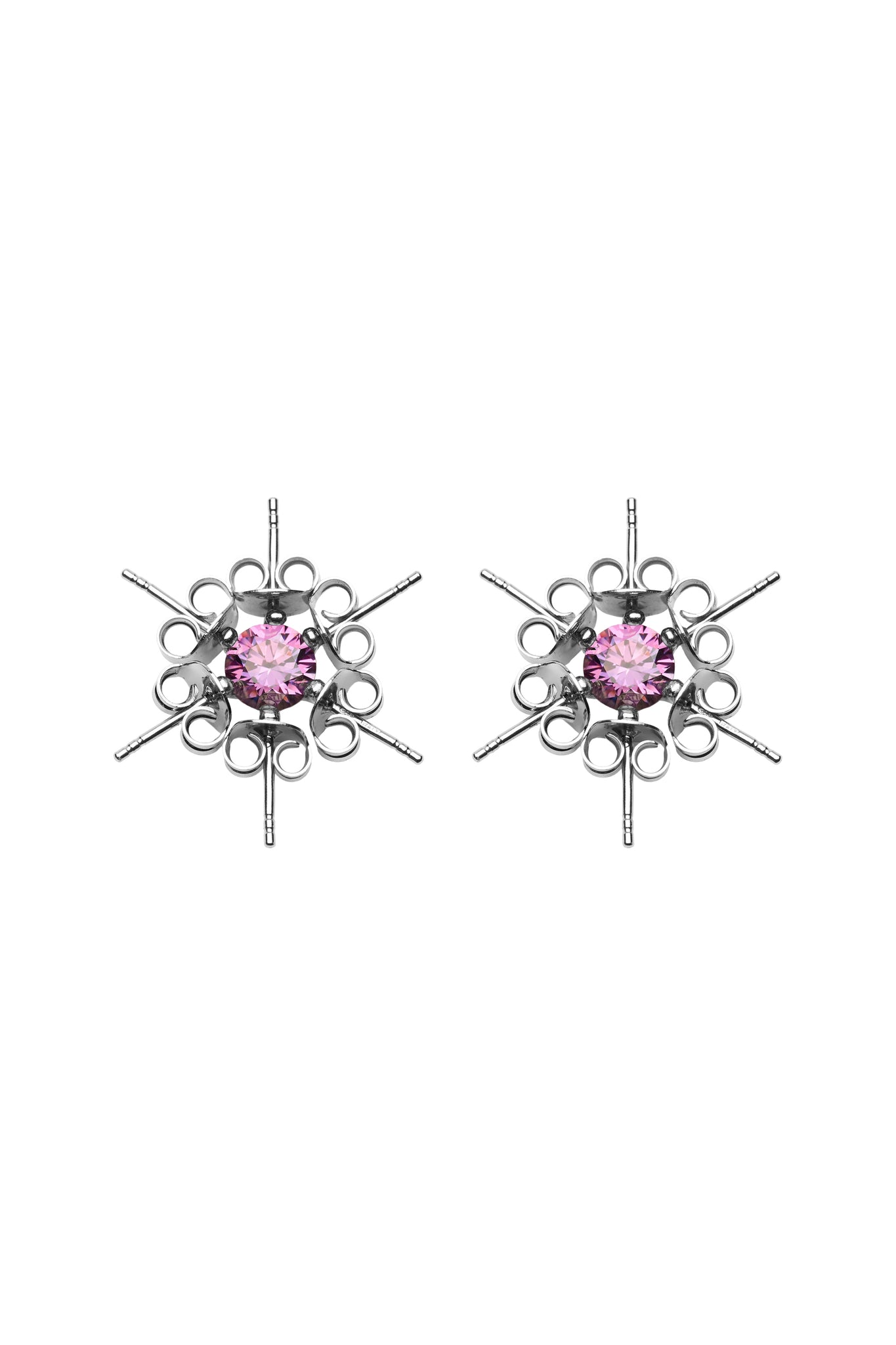 Solitaire Pompadour Earrings